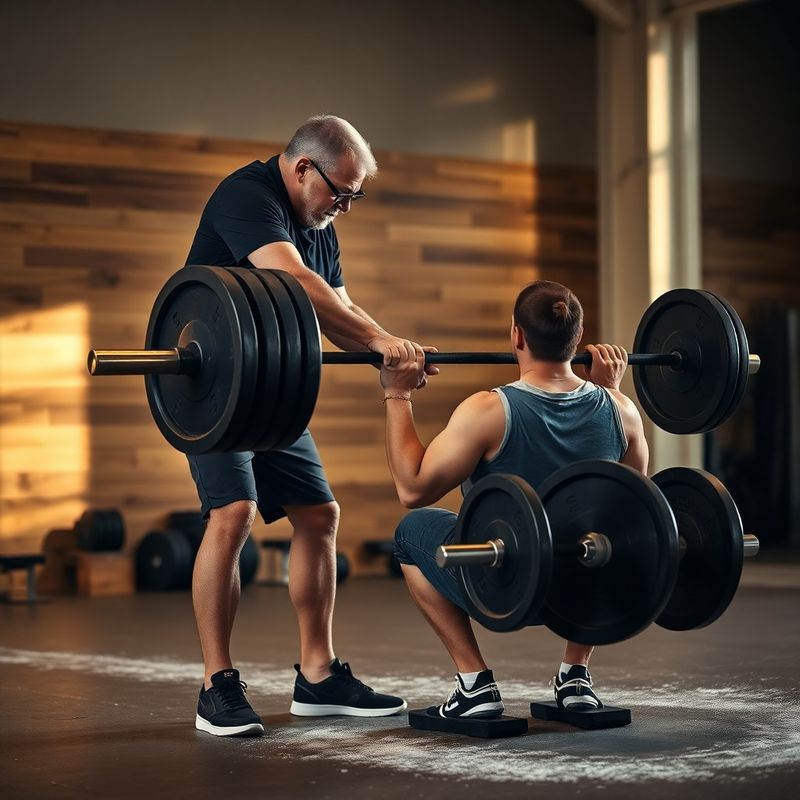 A coach correcting a member's deadlift position mid-rep