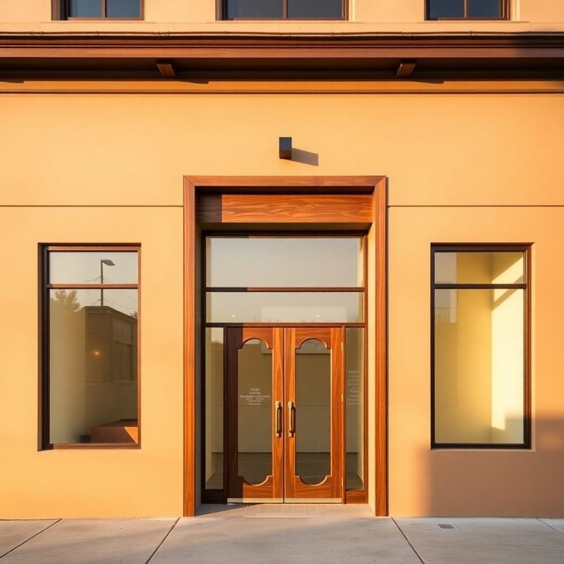 Sand-olive stucco exterior of Hartwell House on Maple Avenue