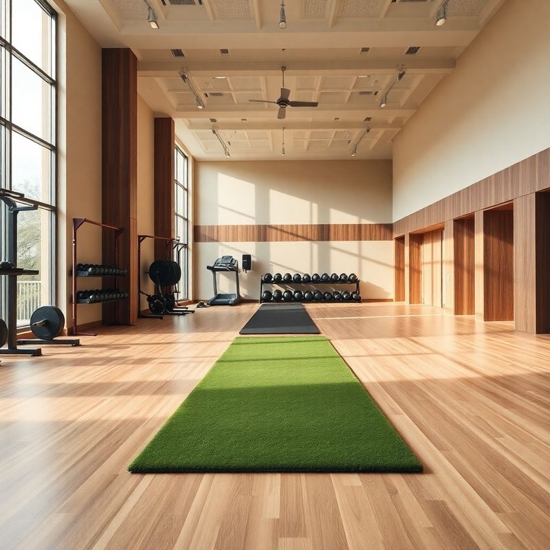 Wide view of the Hartwell House training floor with turf lane and walnut accents